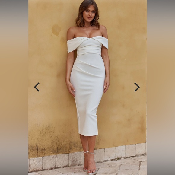 Selfie Leslie Dresses & Skirts - Off-Shoulder White Midi Dress